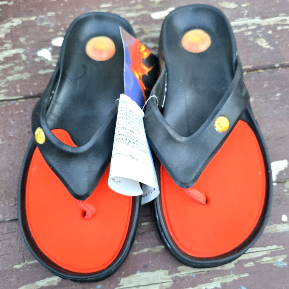 Unisex Black and Red Flip Flops Men's Sz 9/ Women's Sz 11